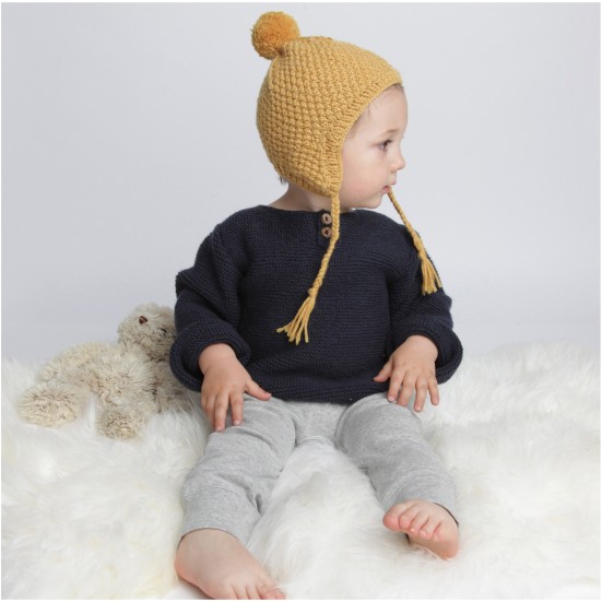 baby-children-cap-hat-yellow-wool-alpaca-hand-knitted-moss-stitch-2